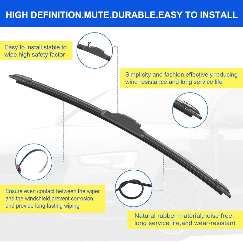 ANIKLUIM مساحات زجاج أمامي ® 26"+17" مع مجموعة استبدال مساحات زجاج خلفي 12" لسيارة CR-V من 2017-2022 بجودة المصنع الأصلية (عبوة من 3) - Image 2